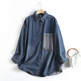 Women Jacket Loose Retro Leisure Washed-out Shirt Coat