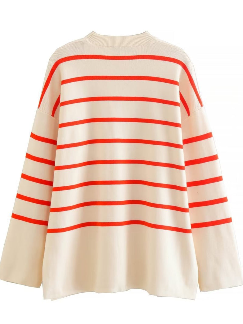 Women Sweater Knitwear Autumn Striped Loose Sweater Sweater
