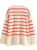 Women Sweater Knitwear Autumn Striped Loose Sweater Sweater