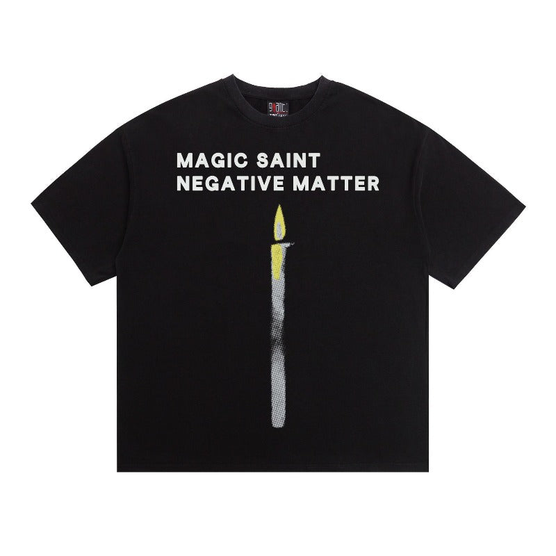 saint m t shirts s.m candle angel graphic crew neck pullover short sleeve top