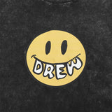 Drew house tshirt r collection d@ew smiley face letter graphic washed & distressed short sleeve wholesale