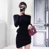 Women Maxi Dress Autumn and Winter Sheath Slim-Fit Long Sleeve Dress