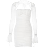 Women Dresses Summer Dress Sexy Long Sleeve Narrow Short Skirt (Bla0420)