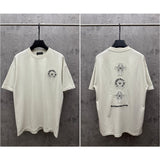 Ch hip-hop t shirts spring and summer ch short-sleeved sanskrit cross logo embroideramerican trendy loosecasualeasiest for match