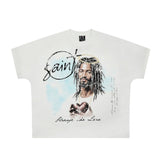 saint m t shirts s.m character & letter graphic crew neck pullover short sleeve t-shirt