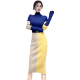 Women Maxi Dress Autumn and Winter Turtleneck Slim Fit Hip Knitwear Dress