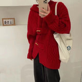 Women Knitted Cardigan Hooded Cable-Knit Sweater Coat Female Autumn and Winter Loose Knitted Cardigan