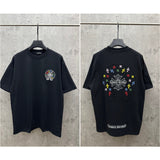 Ch hip-hop t shirts ch short-sleeved hollow color embroidery couple loose casual pure cotton american heavy weight short-sleeved high street