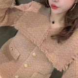 Women Knitwear Autumn Winter Retro Lapel Knitted Cardigan
