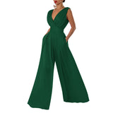 Women's pants: european and american fashionable summer slim-fit jumpsuit, high-waisted, slimming, straight-leg wide-leg pants for women