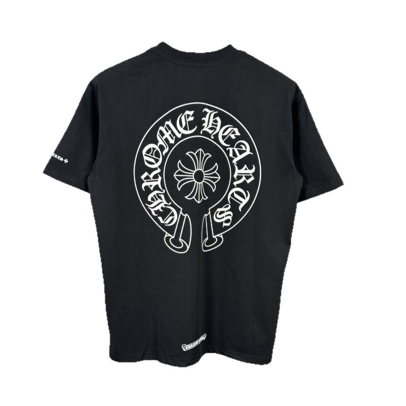 Ch hip-hop t shirts ch short-sleeved sanskritflap pocket pants horseshoe printingloosecasualpure cotton american heavy weight high street