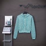 Ashleywilliams bear printed zipper hooded outwear hot girl waist cardigan sweatshirt women's american sweet