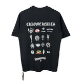 Ch hip-hop t shirts american ch high street cross full printed logo short-sleeved t-shirt casualeasiest for match high street couple