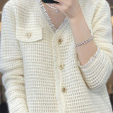 Women Knitwear Autumn and Winter V-neck Tassel Sweater Loose Knitted Cardigan