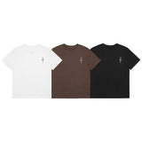 Hip-hop t-shirts: summer high street trendy undershirts with small logo letter print, minimalist short-sleeve tees