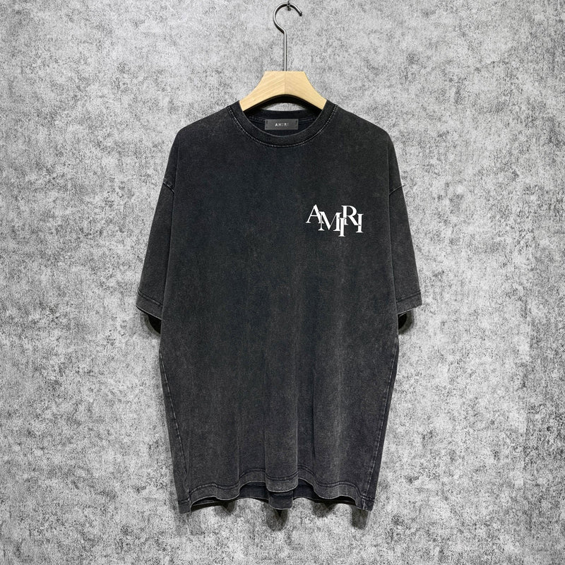 Amiri Washed Distressed T Shirt Printed Trendy Pure Cotton