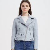 Women Jacket Autumn and Winter Suede Lapel Motorcycle Jacket