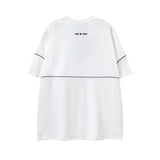Hip-hop t-shirts, american-style short-sleeve letter embroidery reflective stripe spring/summer new arrivals, short-sleeve t-shirt