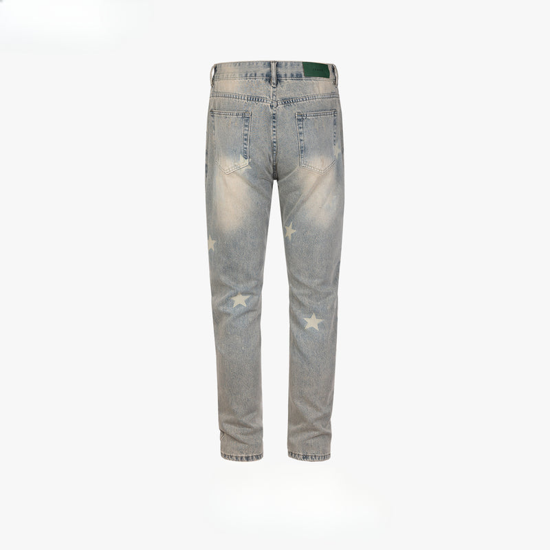 MIJKO Men's Vintage Pants MIJKO Women's Clothing Men's High Street Washing Water Old Printed Trousers