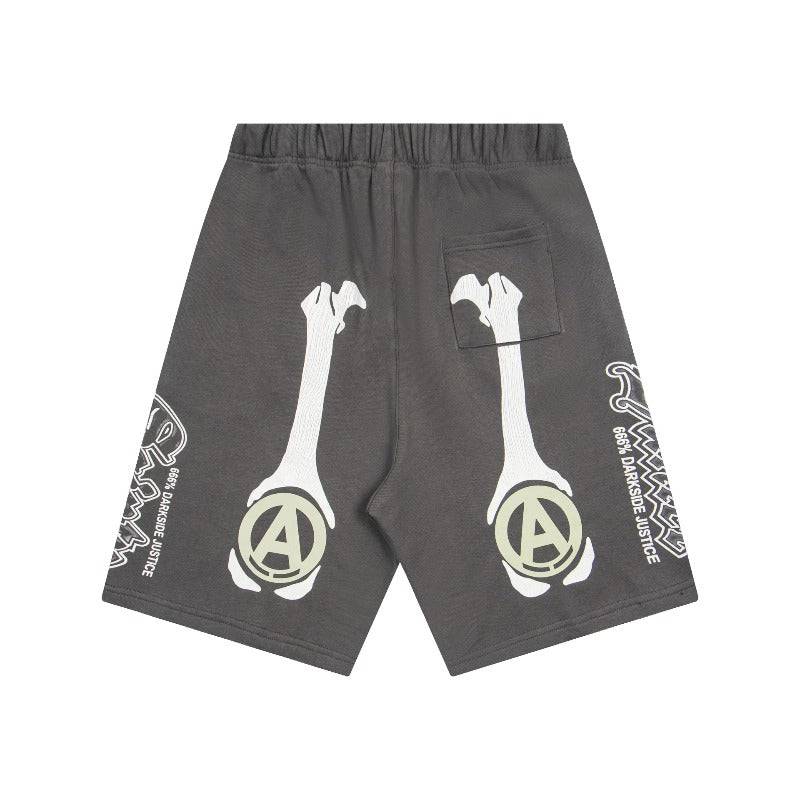 Saint m t pants s.m cracked pulp bone printingcasualloose shorts