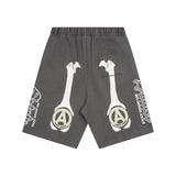 Saint m t pants s.m cracked pulp bone printingcasualloose shorts