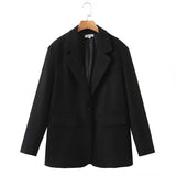 Women's Suits Autumn Loose One Button Suit Coat Women's Mid-Length Suit Top