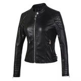 Women Leather Jacket Autumn and Winter Leather Coat Short Jacket Zipper Casual Coat