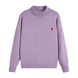 Ami araunriffall and wintertopspullover wool couplelong sleevesloose big heart high collar knitting shirt