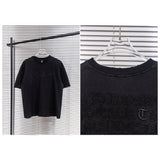 Ch hip-hop t shirts ch letter logo embroiderheavy weight short sleeve high street casual