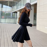 Women Dresses round-Neck Long-Sleeved Dress Long Sleeve Short Dress