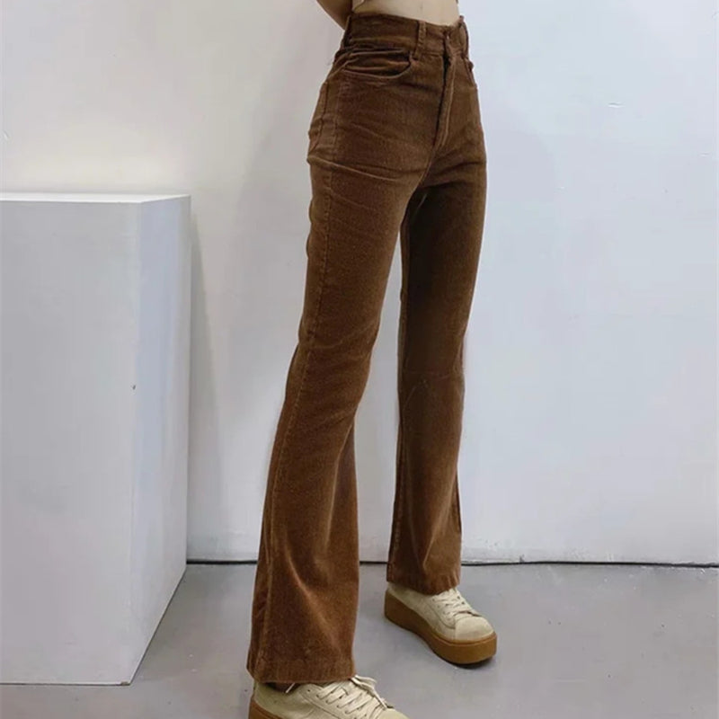 Women Sweatpants Corduroy Bell-Bottom Pants Casual Pants Trousers