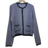 Women Knitwear Autumn and Winter round Neck Sweater Loose Knitted Cardigan