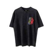 Ch hip-hop t shirts ch short-sleeved classic washed sanskrit cross stereo heavy industry patch embroidery high street