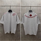 Ch hip-hop t shirts ch classic stripes patch embroidery couple short-sleeved loosecasualretropure cotton american heavy weight short-sleeved