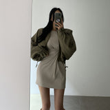 Women Dresses Knitted Long Sleeve Short Dress