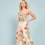 Robe Bridgerton Printed Suspenders Mid-Length Dress