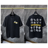 Ch hip-hop t shirts chcouple sanskrit seal roller lettering film loosecasualpure cotton american heavy weight short sleeves