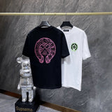 Ch hip-hop t shirts ch short-sleeved horseshoe sanskrit cross embroiderlogo loosecasual american heavy weight t-shirt