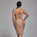Women Evening Dress Tight Bandage One-Piece Dress Hollow Sexy Hip Skirt