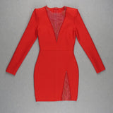 Women Dresses Bandage One-Piece Dress Long Sleeve Short Dress Evening Party Dress (Ont0408)