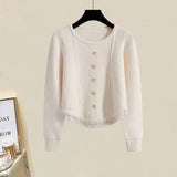 Women Knitwear Spring and Autumn Tassel Retro Bowknot Knitted Sweater Sweater