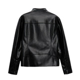 Men Motorcycle Jacket Autumn and Winter Imitation Leather Motorcycle Oblique Zipper Jacket Coat Leather Coat