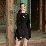 Women Sweater Knitwear Knitting Suit Sexy Sling Dress Ripped Sweater Two-Piece Set