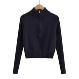 Women Sweater Knitwear Turtleneck Zipper Knitted Cardigan Coat Sweater