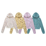 Ashleywilliamsoutwear hot girl exposed waist cardigansweatshirt women's american sweetbear full printed zipper hooded