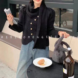 Women Knitted Cardigan Women's Cardigan Autumn and Winter Loose Cropped Sweater Coat