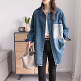 Women Jacket Loose Retro Leisure Washed-out Shirt Coat