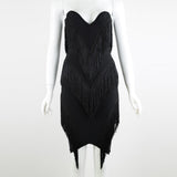 Women Evening Dress Sexy Tassel Formal Dress V-neck Bandage One-Piece Dress