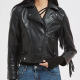 Women Leather Jacket Autumn Tassel Motorcycle Pu Leather Jacket Leather Coat Women's Short Coat