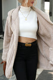 Women Trench Coat Fall Winter Hooded Loose Double-Sided Plush Buckle-Free Cardigan Jacket
